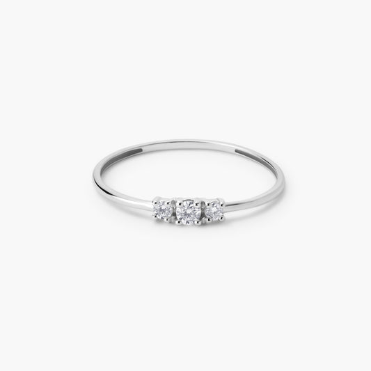 Anillo de oro blanco 18K diamante natural 0.1 ct. 