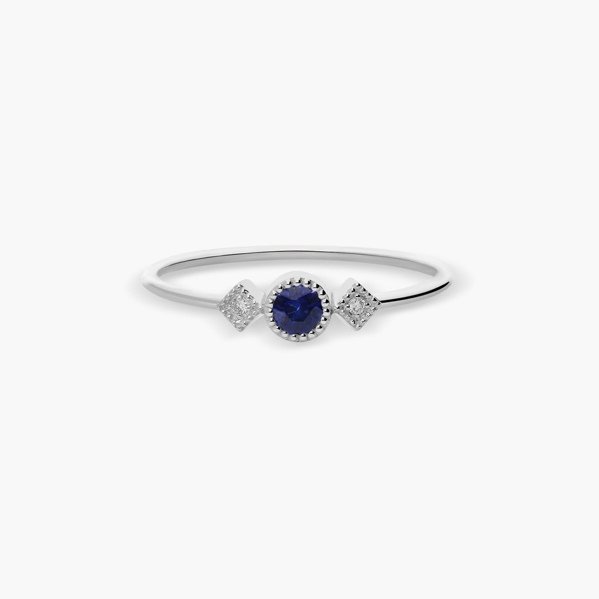 Anillo de oro blanco 18K diamante natural 0.016 ct. 