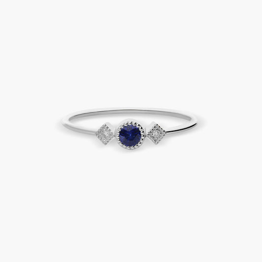Anillo de oro blanco 18K diamante natural 0.016 ct. 