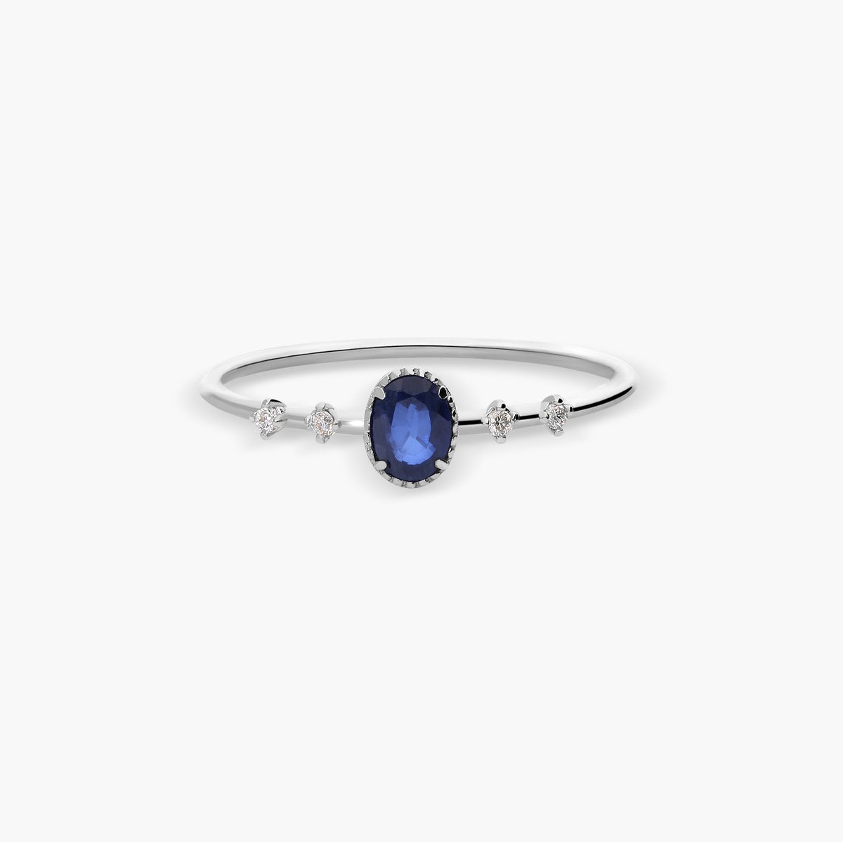 Anillo de oro blanco 18K diamante natural 0.032 ct. 