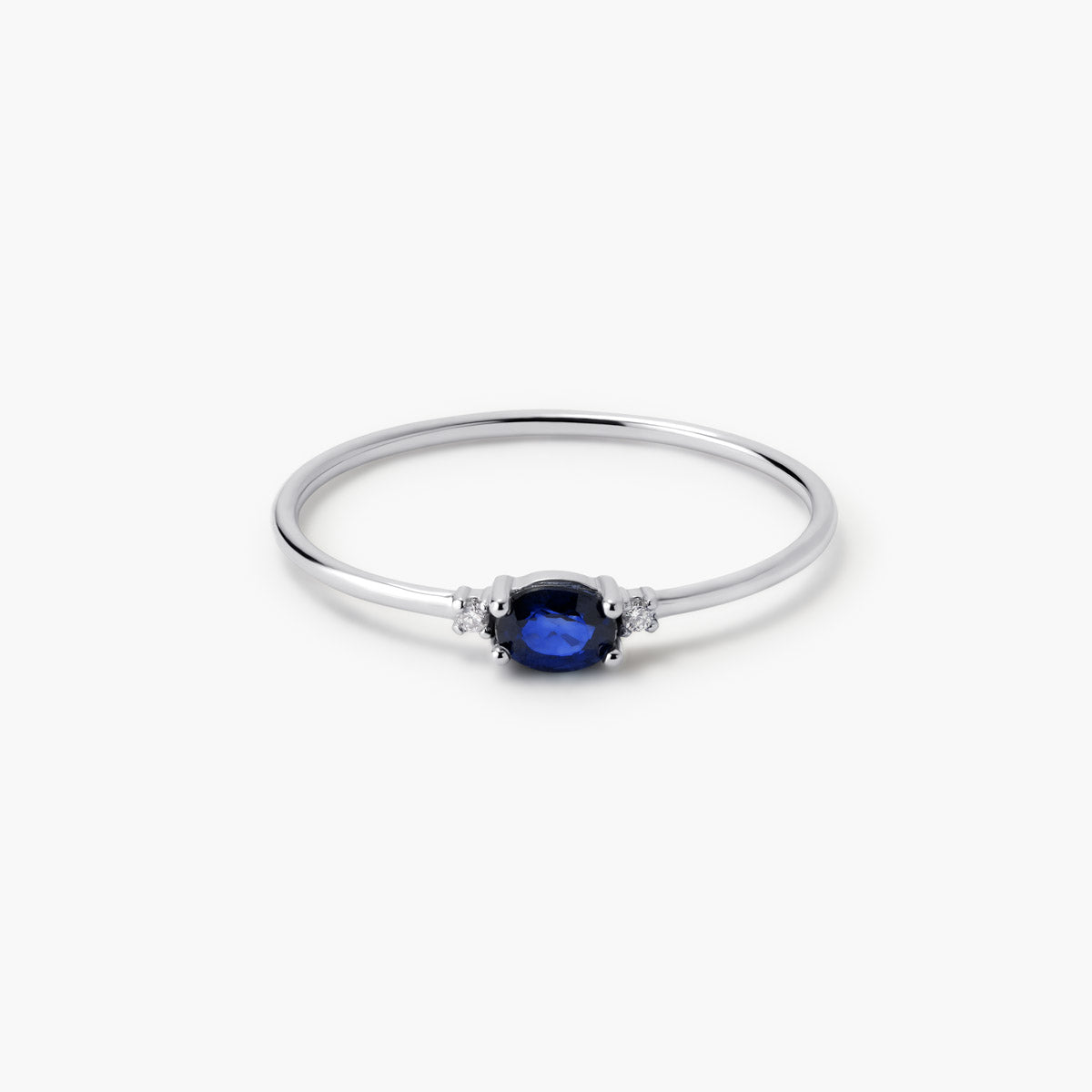 Anillo de oro blanco 18K diamante natural 0.016 ct. 