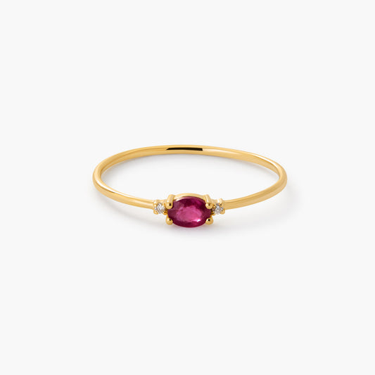 Anillo de oro 18K diamante natural 0.016 ct. 