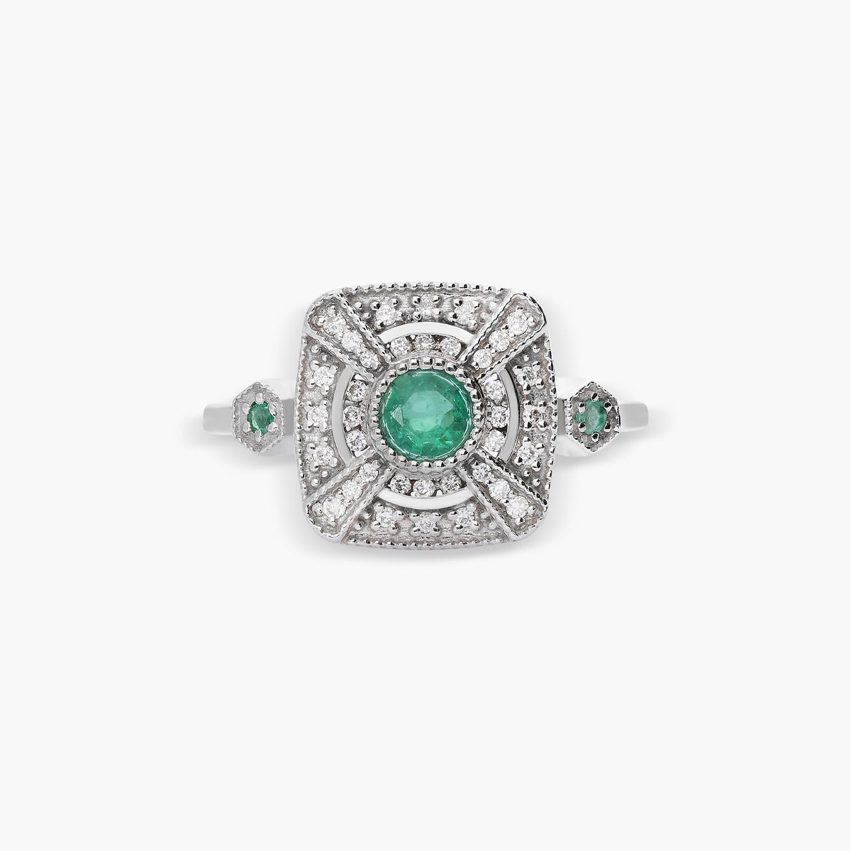 Anillo de oro blanco 18K diamante natural 0.152 ct. 