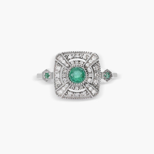 Anillo de oro blanco 18K diamante natural 0.152 ct. 