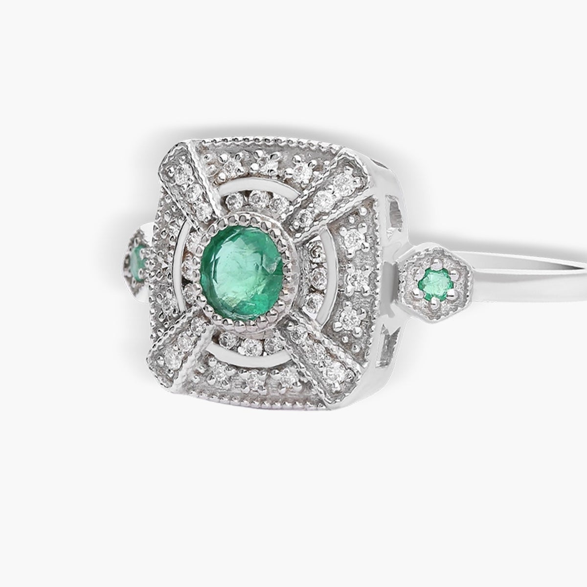 Anillo de oro blanco 18K diamante natural 0.152 ct. 