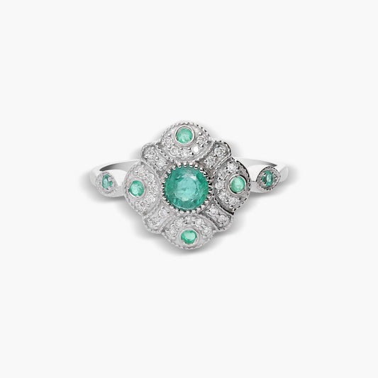 Anillo de oro blanco 18K diamante natural 0.112 ct. 