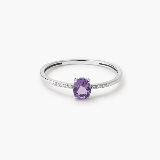 Anillo de oro blanco 18K diamante natural 0.032 ct.