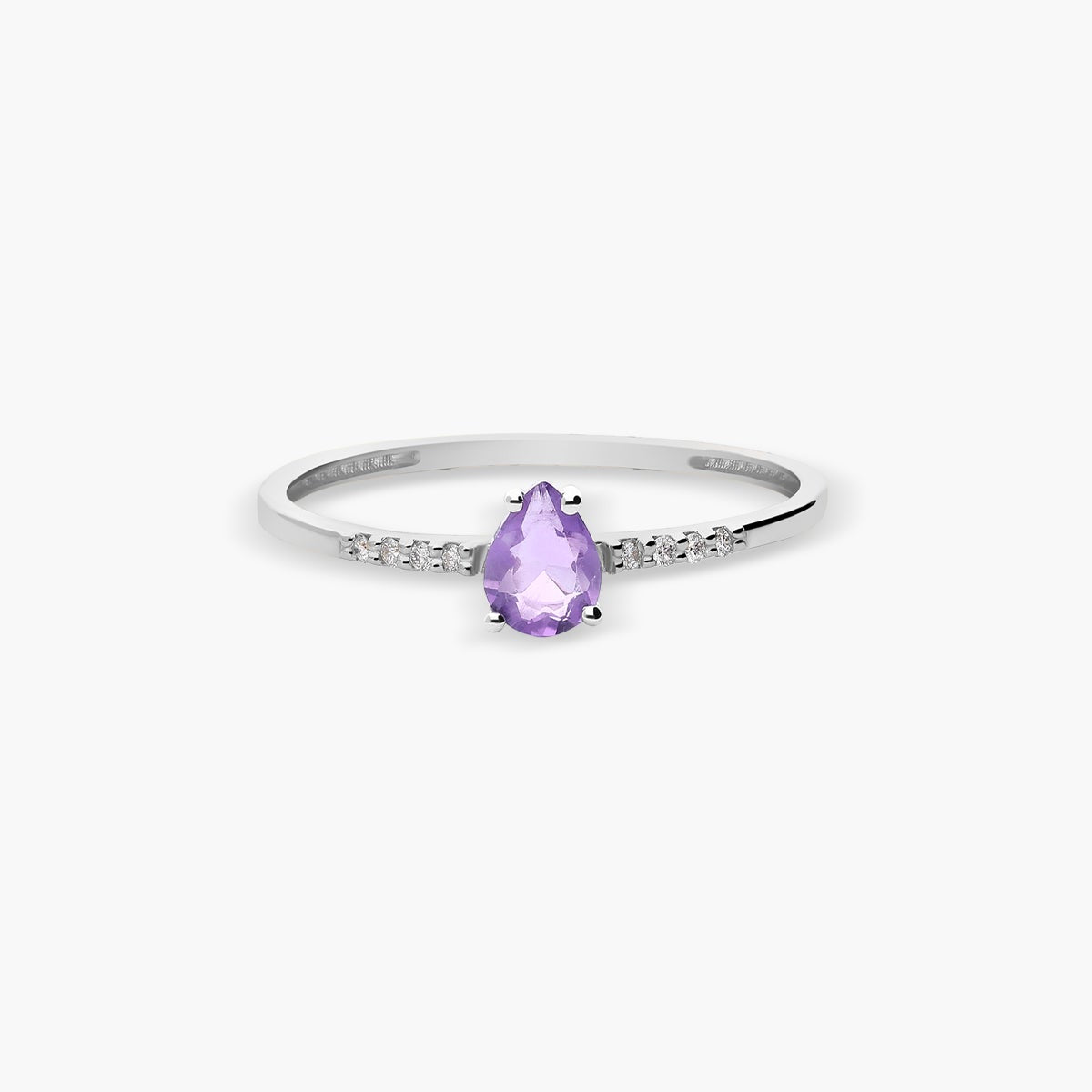 Anillo de oro blanco 18K diamante natural 0.03 ct.