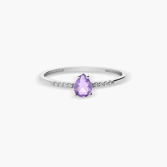 Anillo de oro blanco 18K diamante natural 0.03 ct.