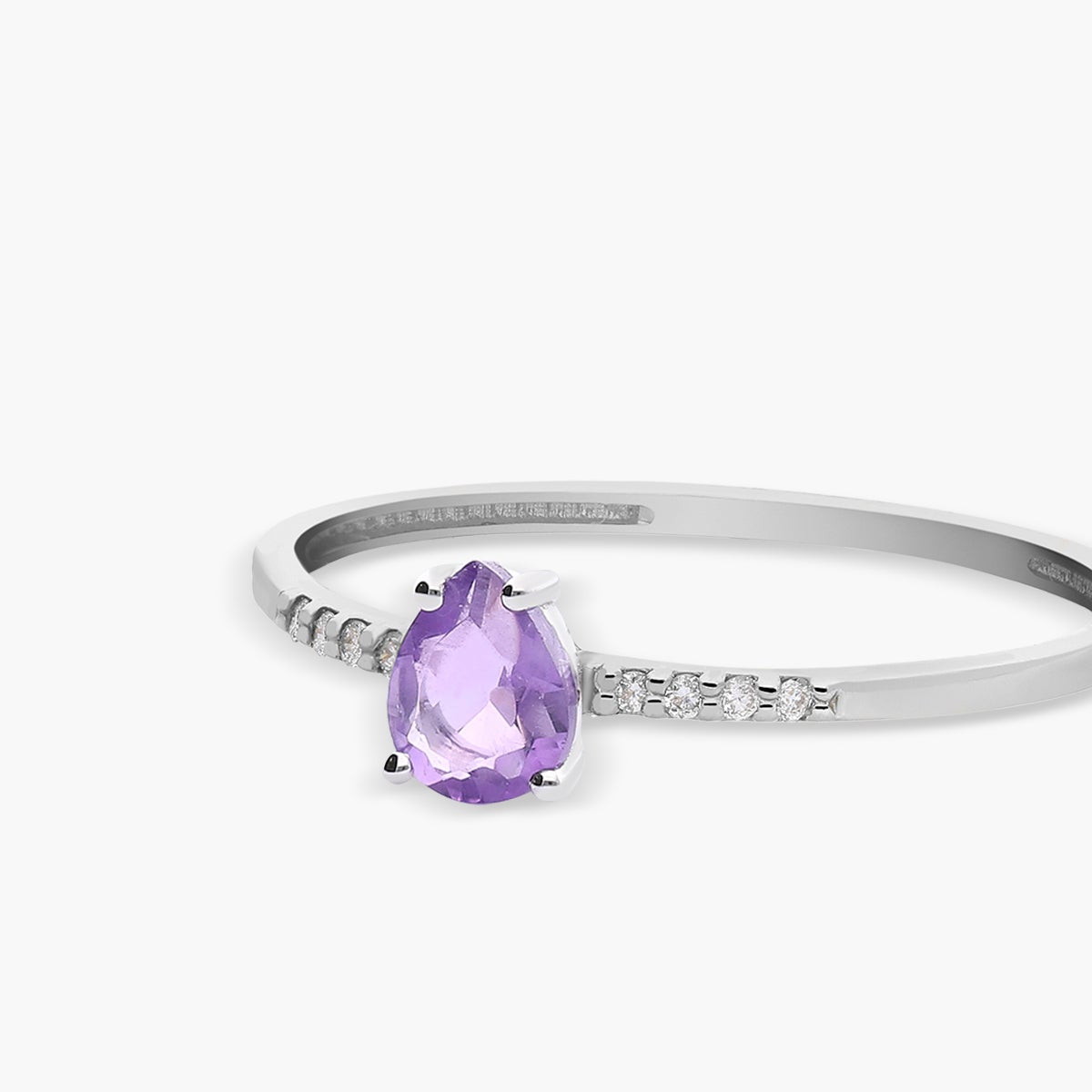 Anillo de oro blanco 18K diamante natural 0.03 ct.