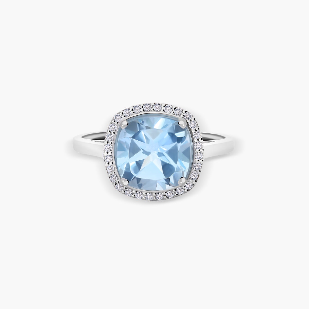 Anillo de oro blanco 18K diamante natural 0.14 ct. 