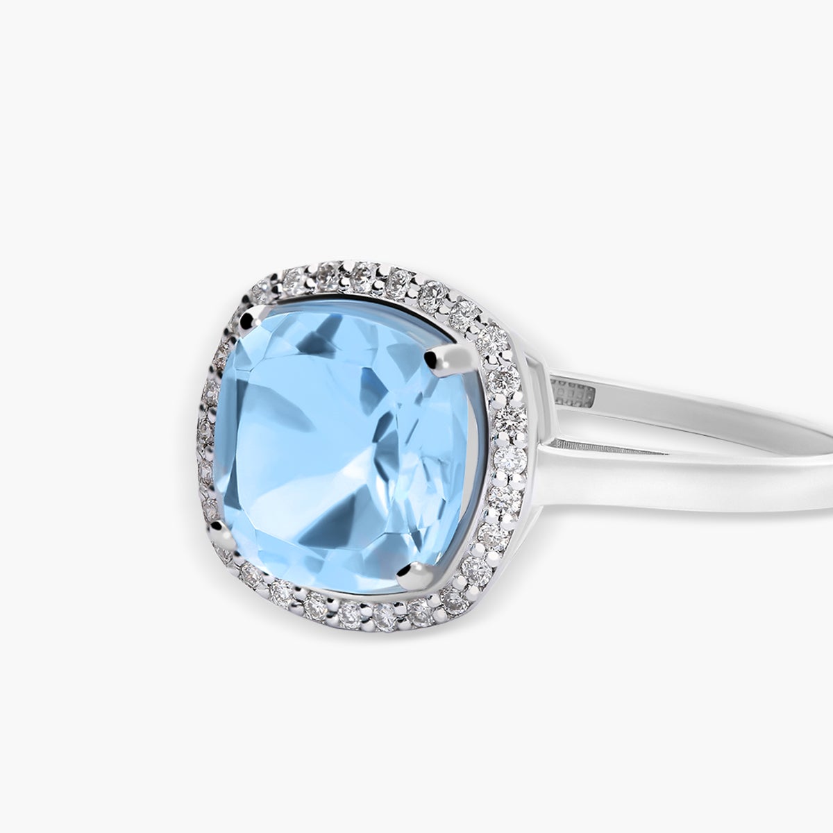 Anillo de oro blanco 18K diamante natural 0.14 ct. 