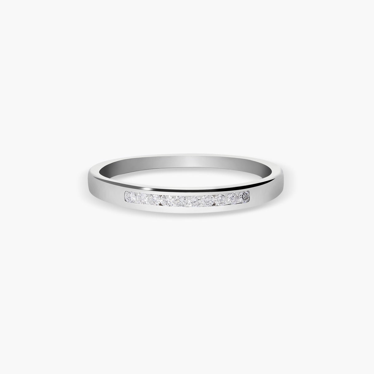Anillo de oro blanco 18K diamante natural 0.12 ct. 