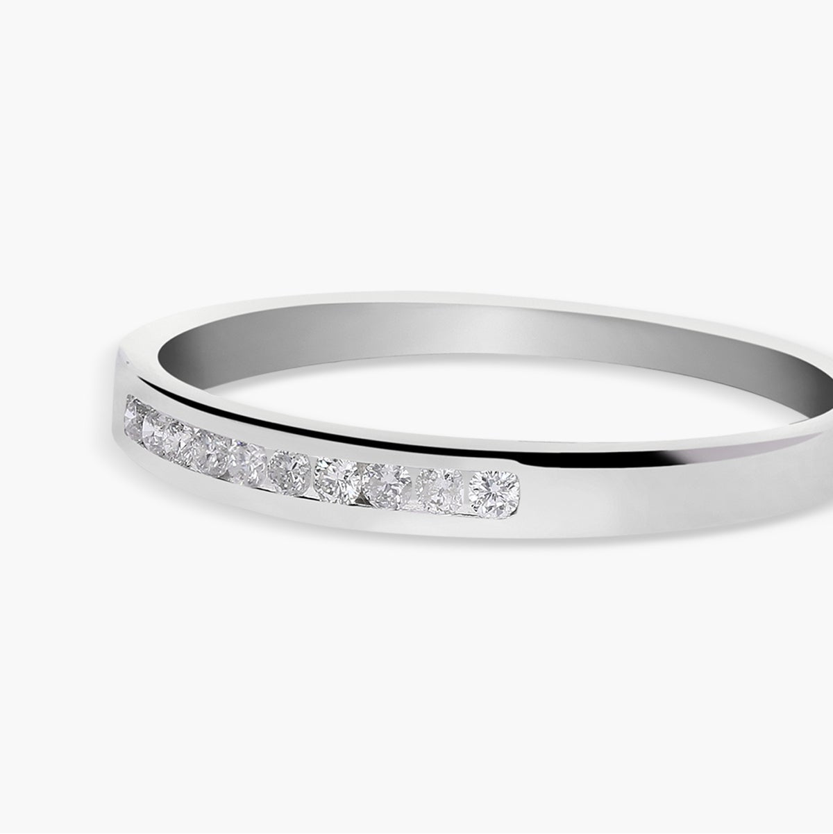 Anillo de oro blanco 18K diamante natural 0.12 ct. 