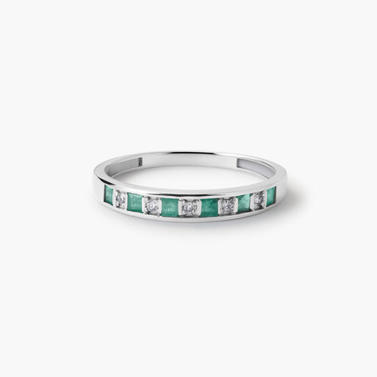 Anillo de oro blanco 18K diamante natural 0.04 ct. 