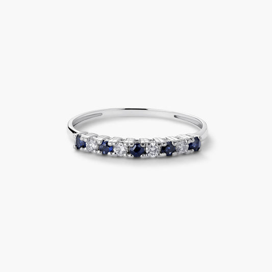 Anillo de oro blanco 18K diamante natural 0.16 ct.