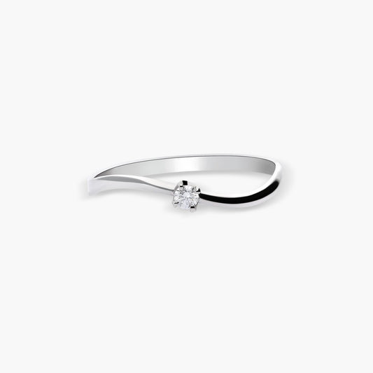 Anillo de oro blanco 18K diamante natural 0.05 ct. 