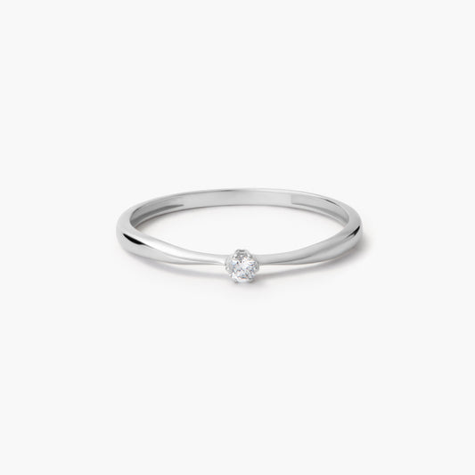 Anillo de oro blanco 18K diamante natural 0.05 ct.