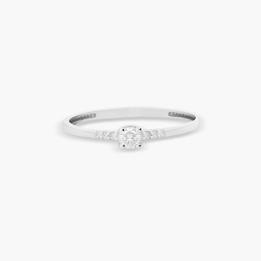 Anillo de oro blanco 18K diamante natural 0.124 ct.