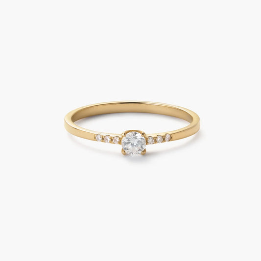 Anillo de oro 18K diamante natural 0.04 ct.