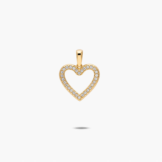Colgante corazón de oro 18K circonitas 14 mm