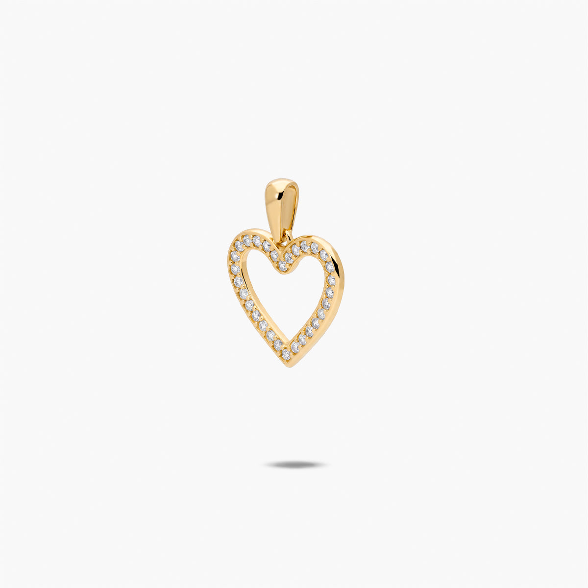 Colgante corazón de oro 18K circonitas 14 mm