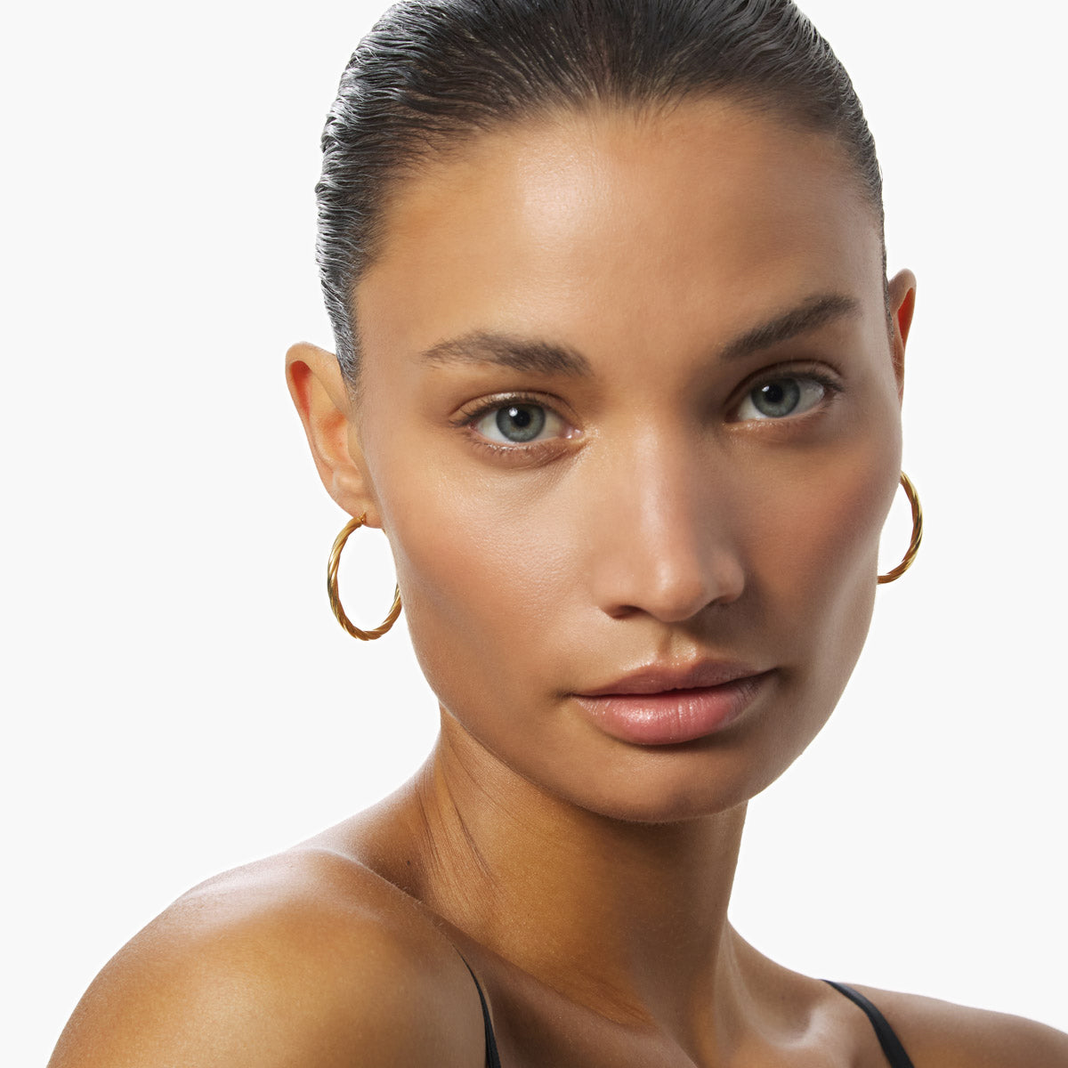 Pendientes de aro de oro 18K 35 mm TWIST