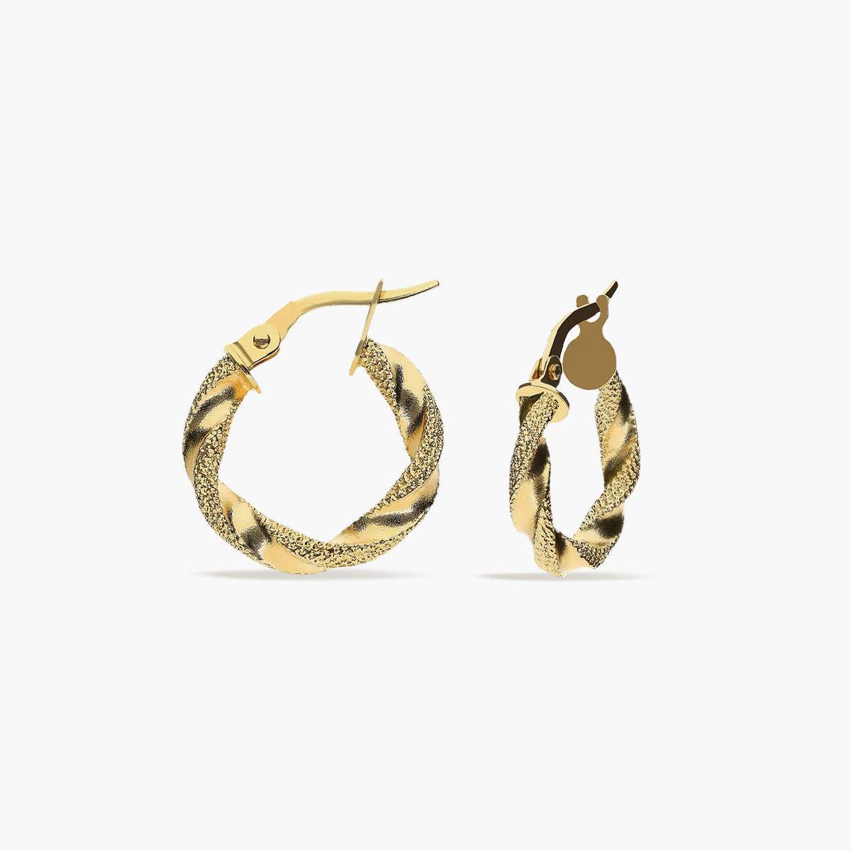 Pendientes de aro dibujo diamantado de oro 18K 15 mm