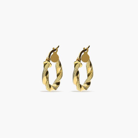 Pendientes de aro dibujo diamantado de oro 18K 20 mm