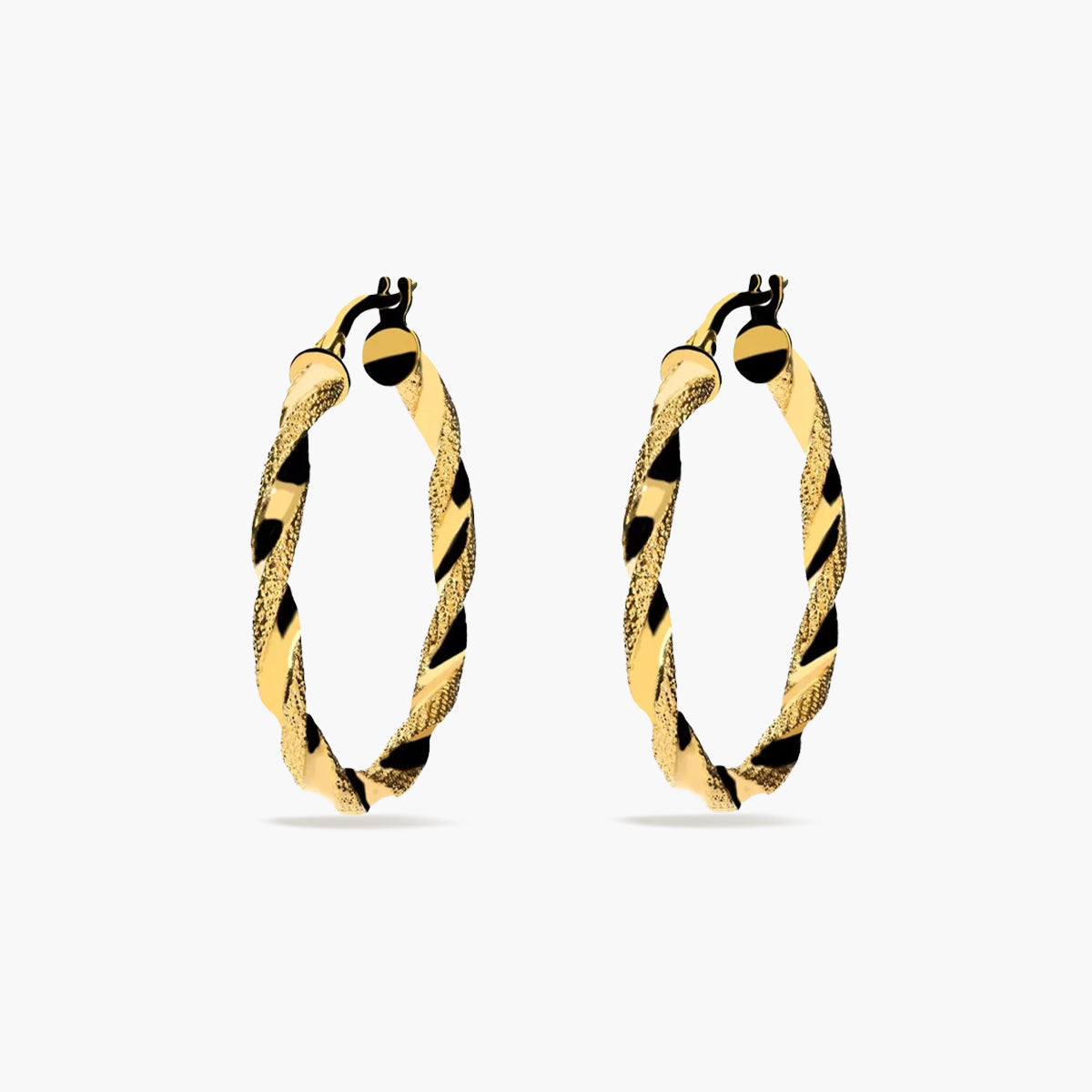 Pendientes de aro dibujo diamantado de oro 18K 25 mm