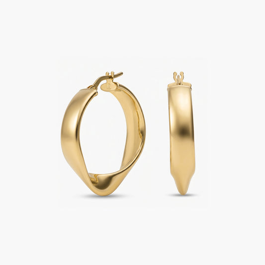 Pendientes de aro rizados de oro 18K 27 mm