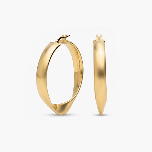 Pendientes de aro rizados de oro 18K 37 mm