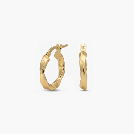 Pendientes de aro rizados de oro 18K 15 mm