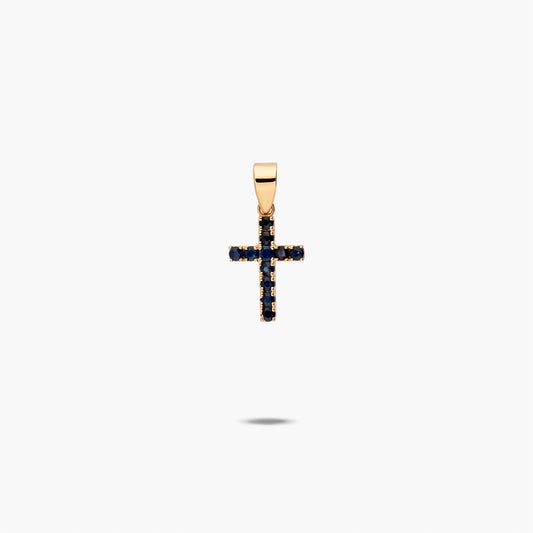 Cruz de oro 18K zafiro 14 mm