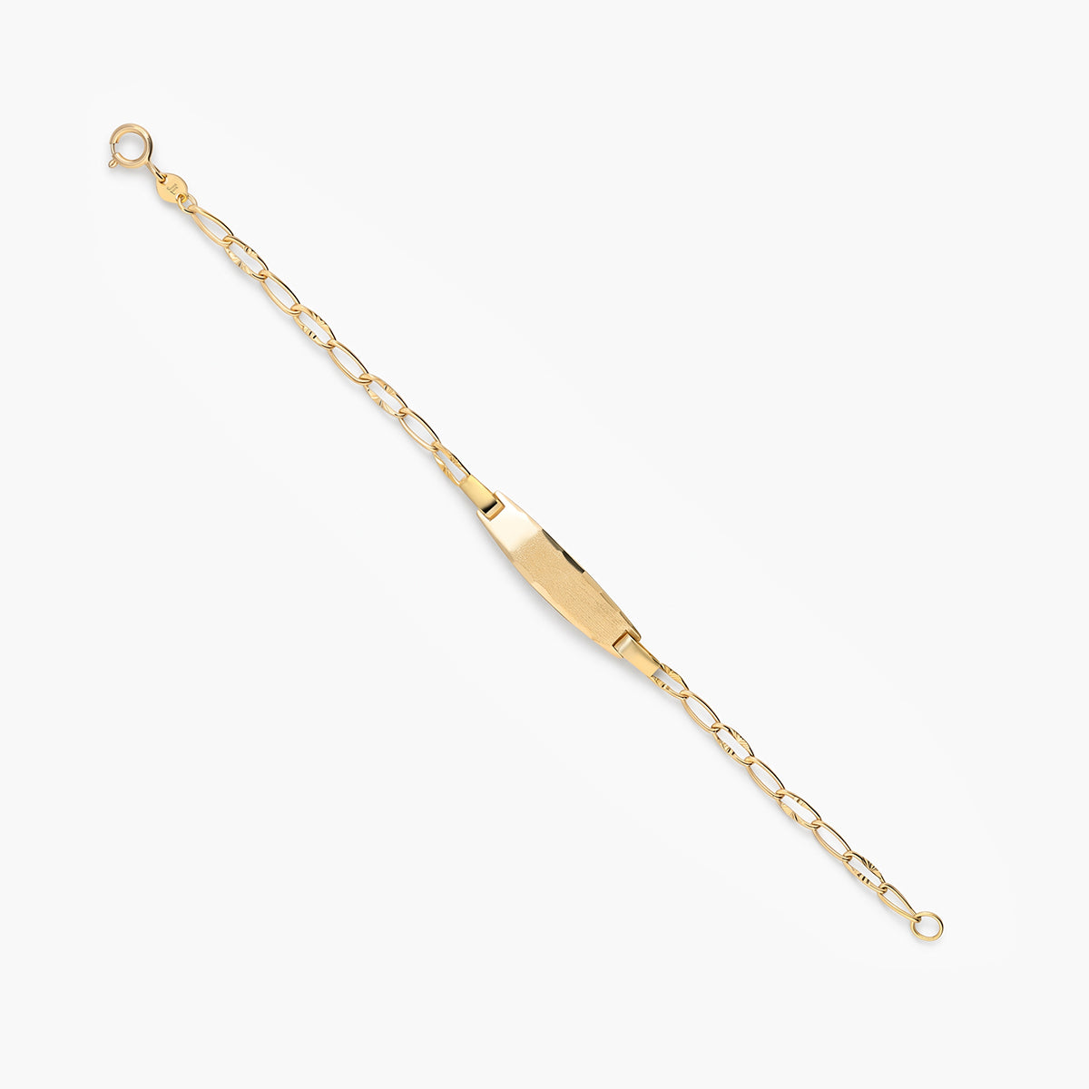 Pulsera esclava infantil de oro 18K con chapa oval 13 cm