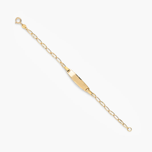 Pulsera esclava infantil de oro 18K con chapa oval 13 cm