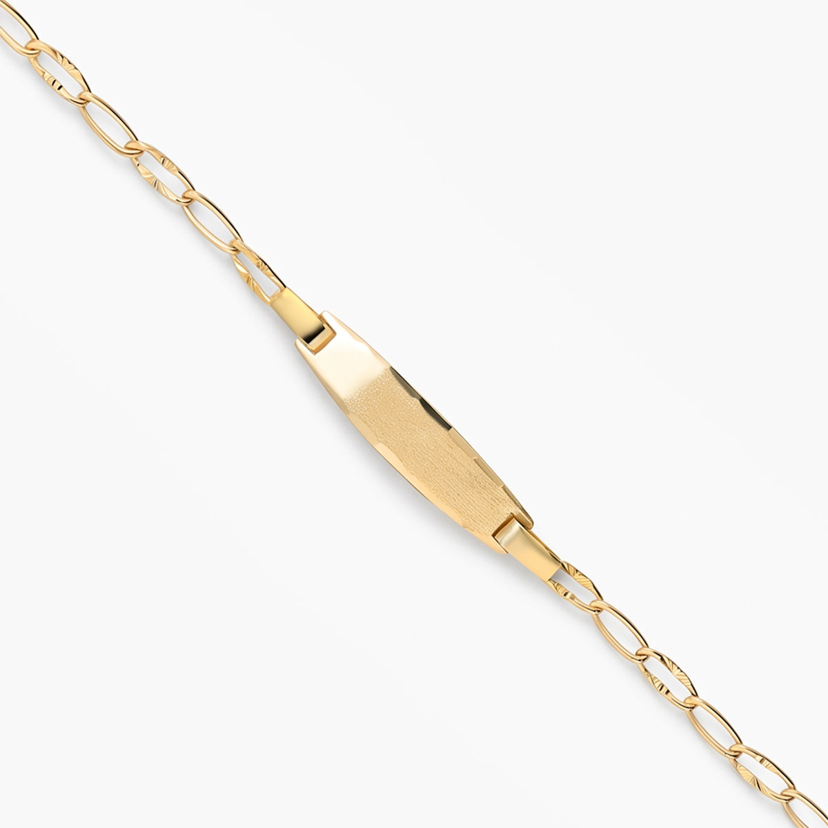 Pulsera esclava infantil de oro 18K con chapa oval 13 cm