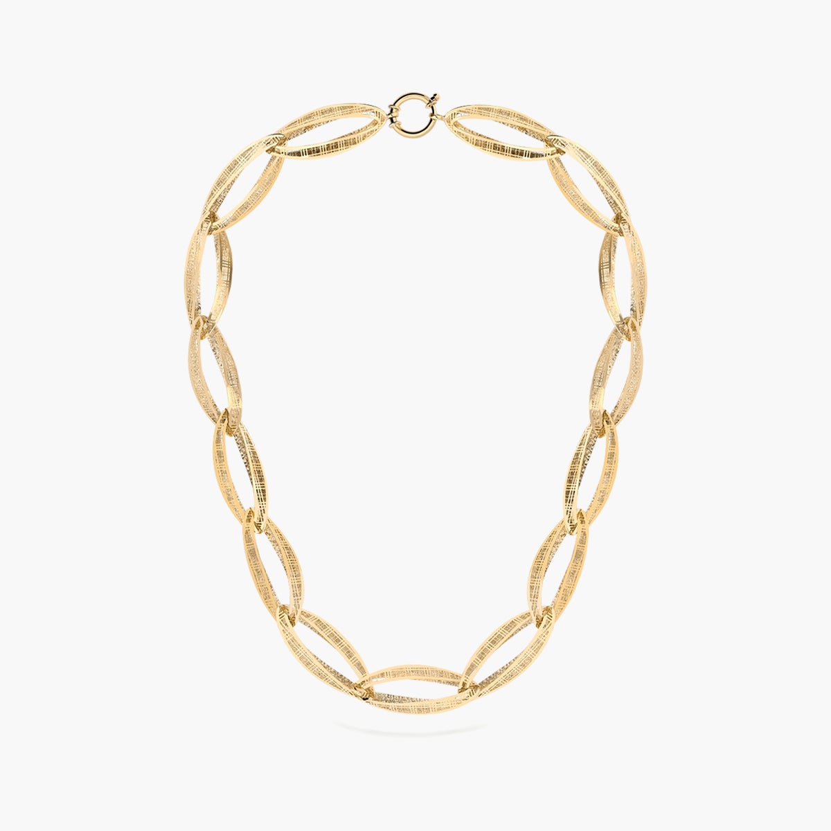 Gargantilla de oro 18K eslabón oval calado filigrana 45-48 cm