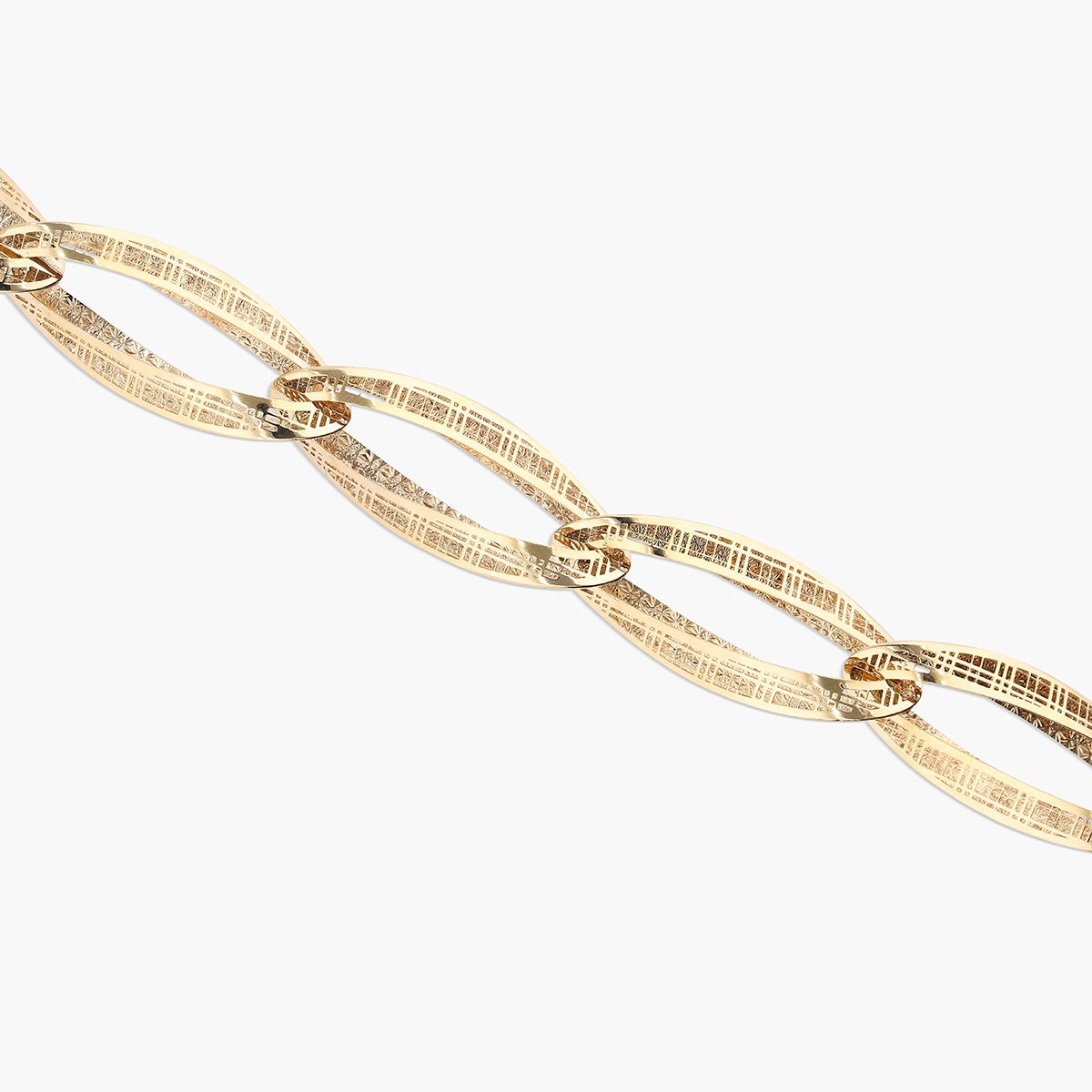 Gargantilla de oro 18K eslabón oval calado filigrana 45-48 cm
