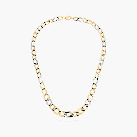 Gargantilla de oro bicolor 18K 45 cm eslabón
