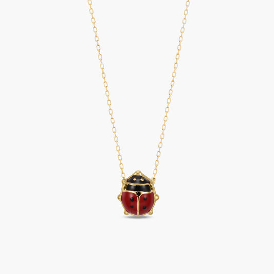Collar mariquita de oro 18K 8 mm