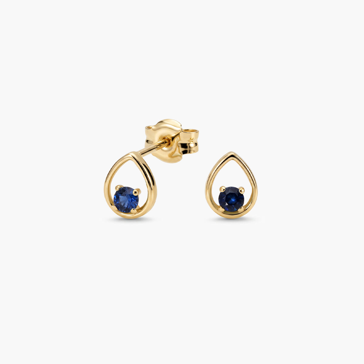 Pendientes lágrima de oro 18K zafiro 5 mm