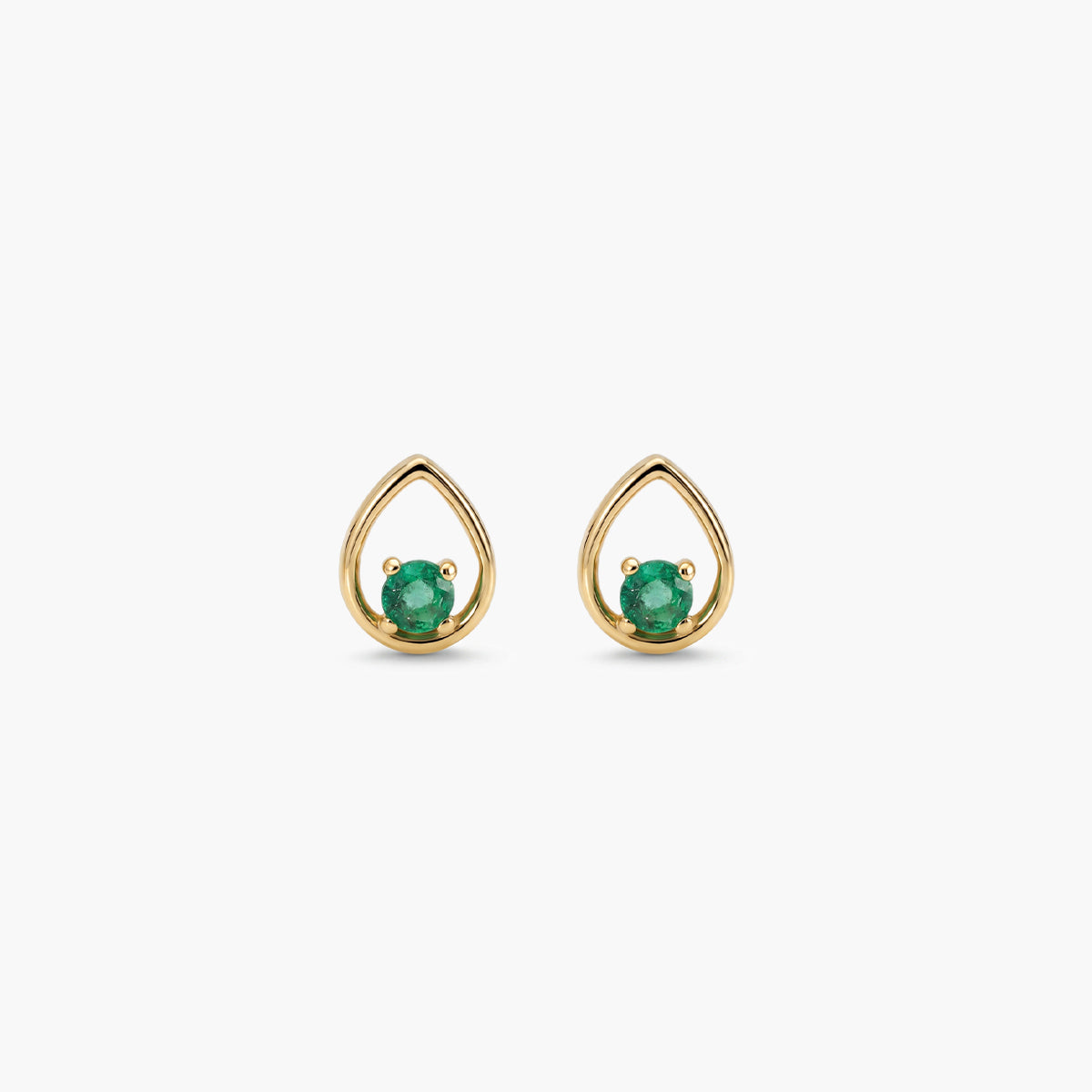 Pendientes lágrima de oro 18K esmeralda 5 mm