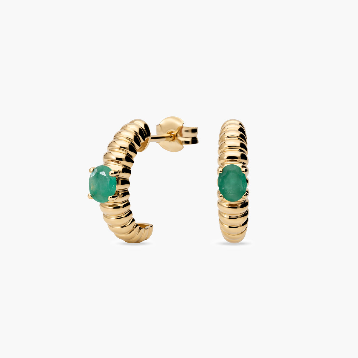 Pendientes de oro 18K esmeralda 13 mm