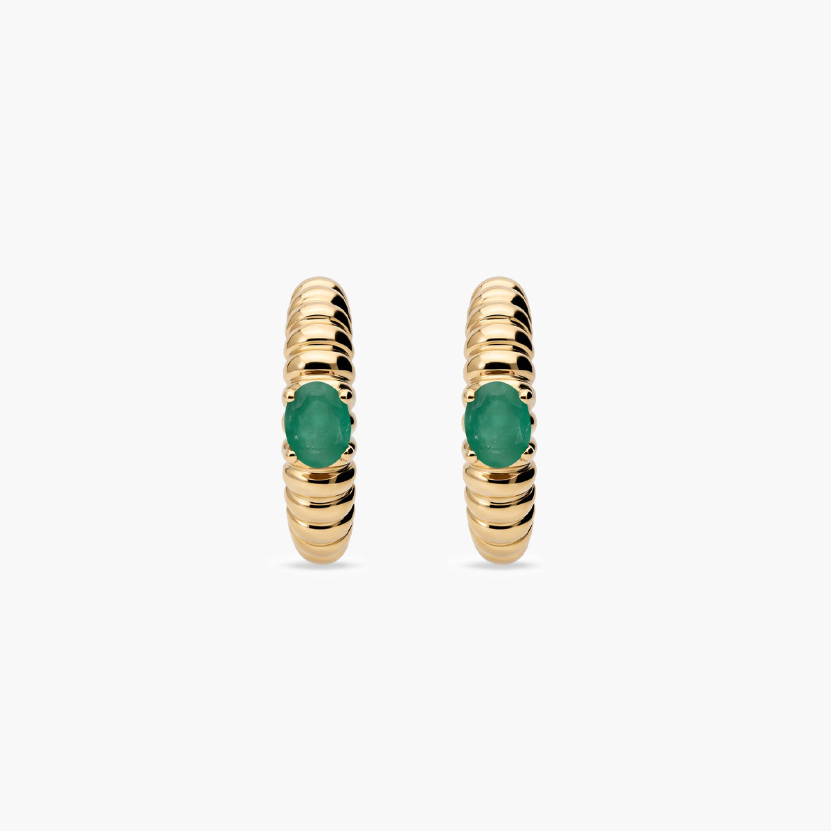 Pendientes de oro 18K esmeralda 13 mm