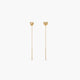 Pendientes largos corazón de oro 18K 35 mm