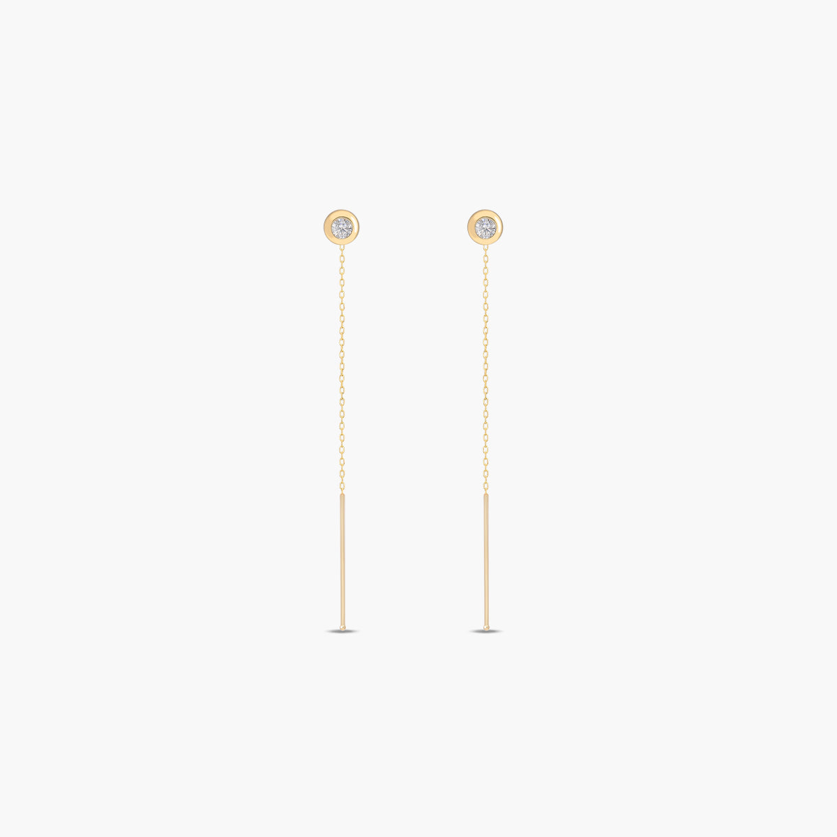 Pendientes largos de oro 18K circonitas 60 mm