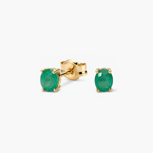 Pendientes de oro 18K esmeralda 4 mm JUNGLE