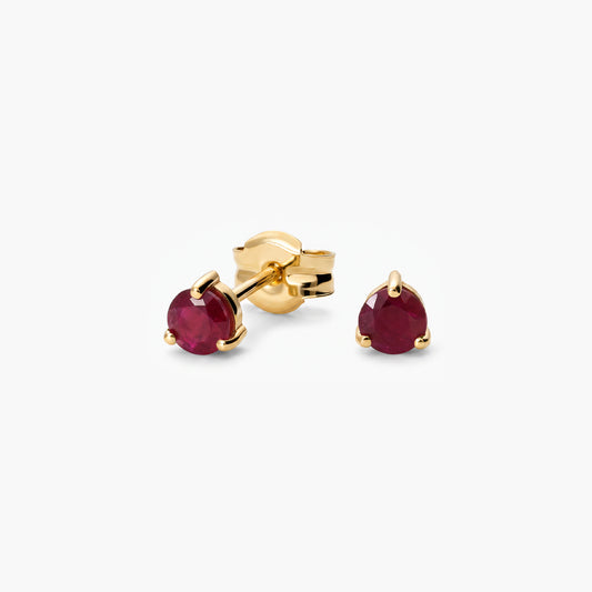 Pendientes de oro 18K rubí 3 mm LAVA