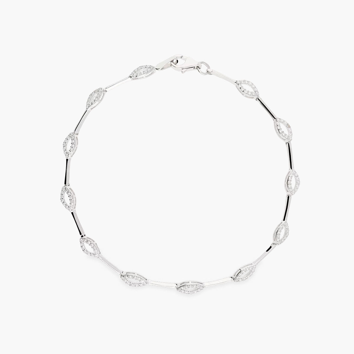 Pulsera de oro blanco 18K circonitas 19 cm